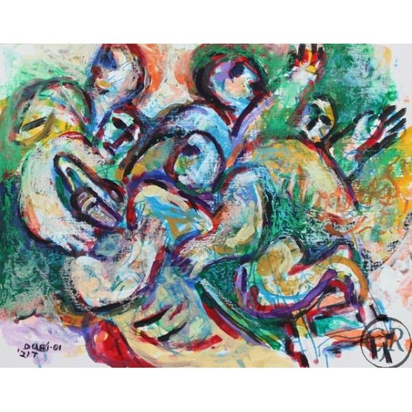 Dubi Arie Pastel and Acrylic on Paper:"Jacob's Dream"