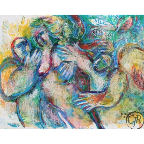 Dubi Arie Pastel and Acrylic on Paper:"The Expulsion"
