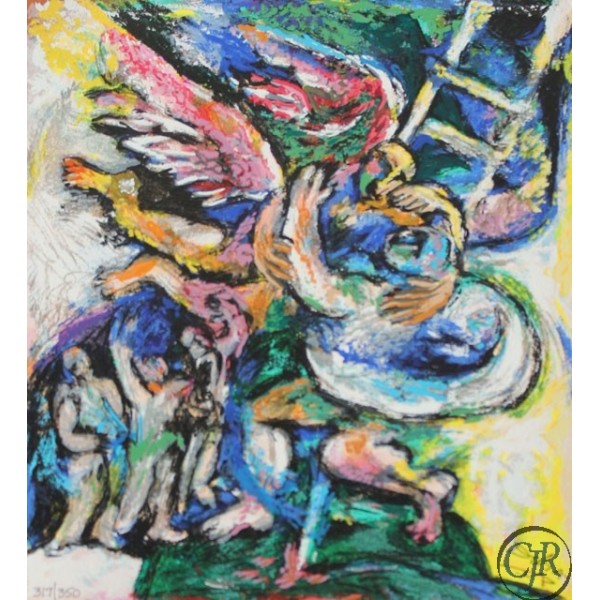 Dubi Arie Serigraph on Paper:"The Messengers"