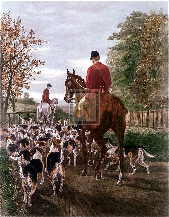 E.A.S. Douglas Artist Hand Colored Copper Plate Printed Atelier Print:"Evening Return To The Kennels"