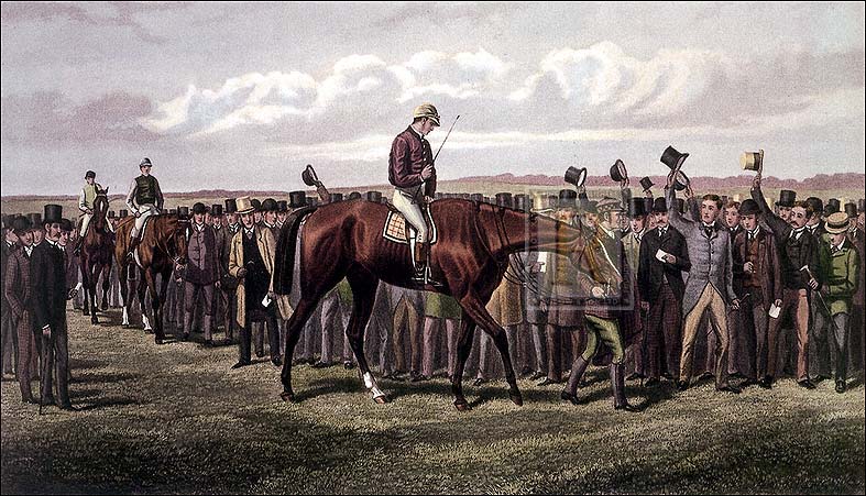 E.A.S. Douglas Artist Hand Colored Copper Plate Printed Atelier Print:"The Favourite: After the Race"