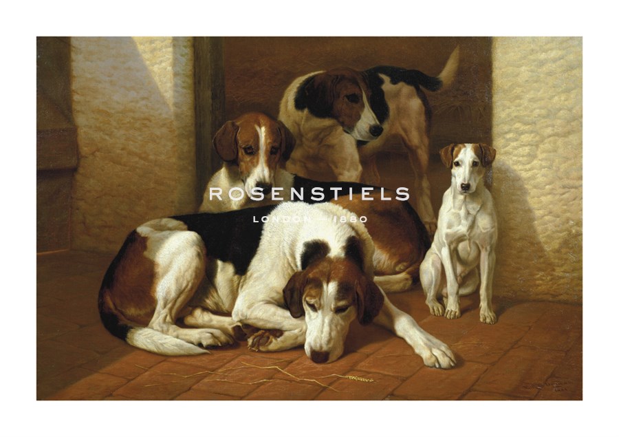 E.A.S. Douglas Hand Numbered Limited Edition Print on Paper :"Foxhounds and a Terrier"
