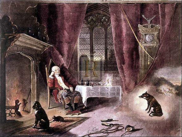 E Cananes Artist Hand Colored Copper Plate Printed Atelier Print:"The Huntsman's Dream"