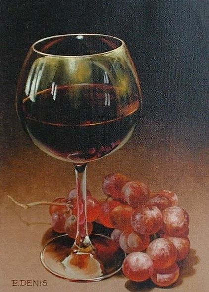 E. Denis Hand Signed and Numbered Limited Edition Giclee on Canvas: " Red Grapes "
