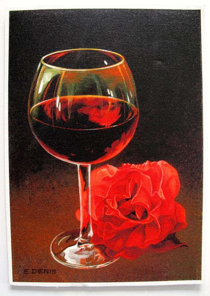 E. Denis Hand Signed Limited Edition Giclee:"E. Glass With Red Rose"