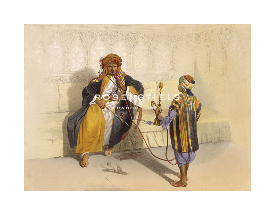 E Prisse Hand Numbered Limited Edition Print on Paper :"Arab Sheikh Smoking"
