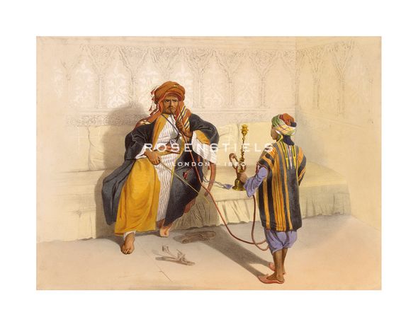 E Prisse Hand Numbered Limited Edition Print on Paper :"Arab Sheikh Smoking"