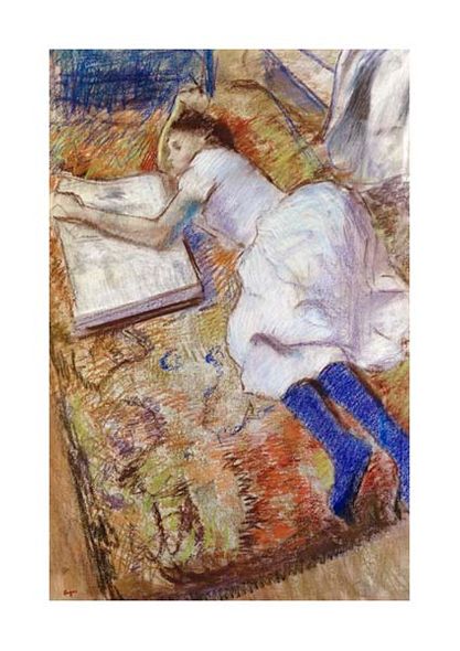 Edgar Degas Fine Art Open Edition Gicl&eacute;e:"A Young Girl Stretched Out and Looking at an Album"