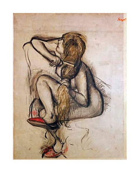 Edgar Degas Fine Art Open Edition Gicl&eacute;e:"Woman Combing Her Hair"