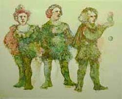 Edith Nackbar Hand Signed Publisher Proof Lithograph:"Jesters & Jugglers"