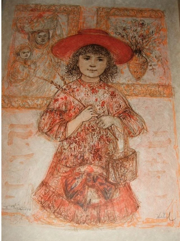 Edna Hibel Artist Hand Signed Print: "Wendy the Youngest Docent"