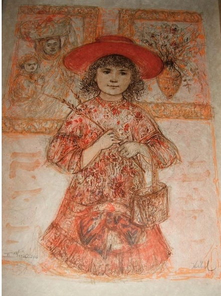 Edna Hibel Artist Hand Signed Print: "Wendy the Youngest Docent"