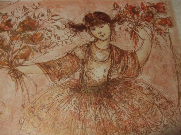 Edna Hibel Artist Signed Print: "Jennifer Mary Taking a Bow at the Bolshoi"