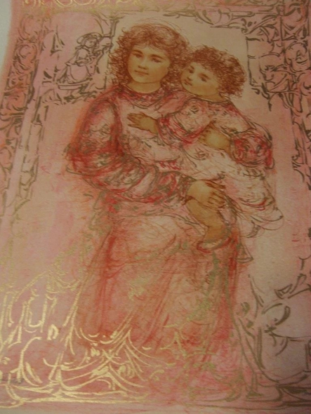 Edna Hibel Gold Leaf Print: "Millennium Joy"