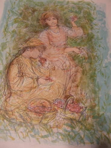 Edna Hibel Limited Edition Lithograph Print: "Vineyard"