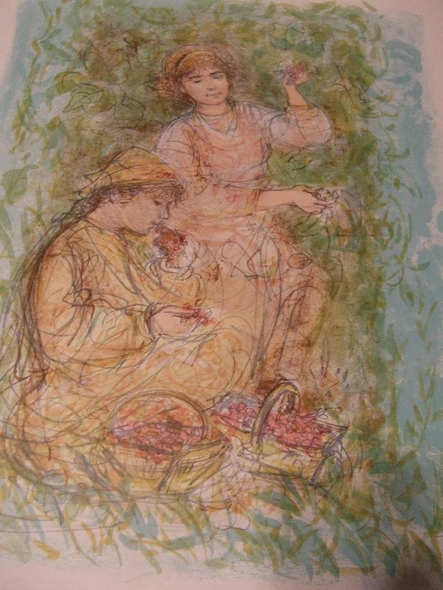 Edna Hibel Limited Edition Lithograph Print: "Vineyard"