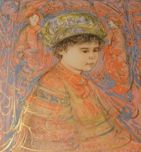 Edna Hibel Offset Lithograph: "Boy with Turban" Edna Hibel Offset Lithograph: "Boy with Turban"