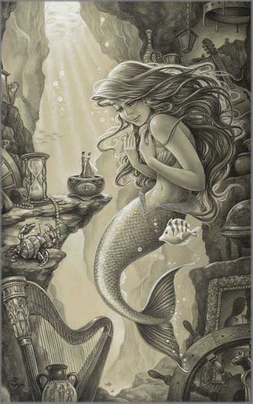 Edson Campos Hand Signed and Numbered Limited Edition Giclee on Paper:"Ariel's Treasured Things"