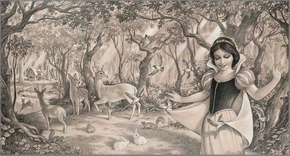 Edson Campos Hand Signed and Numbered Limited Edition Giclee on Paper:"Woodland Princess"