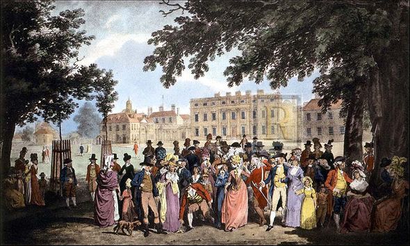 Edward Dayes Artist Hand Colored Copper Plate Printed Atelier Print:"Buckingham House, St. James's."