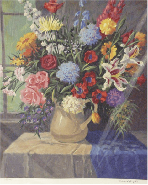 Edward Glafke Artist Signed Limited Edition Serigraph on paper:"Window Bouquet"