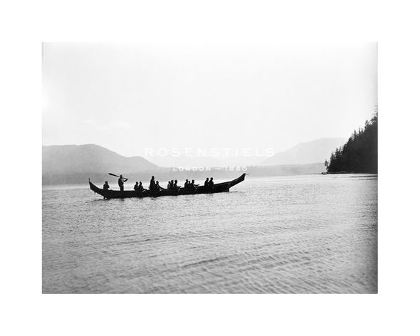 Edward Sheriff Curtis Hand Numbered Limited Edition Print on Paper :"Kwakiutl Indians In Boat, British Columbia"
