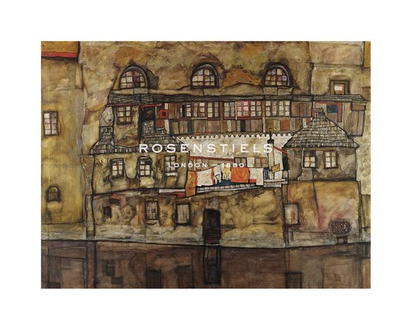 Egon Schiele Hand Numbered Limited Edition Print on Paper :"House Wall on the River, 1915"