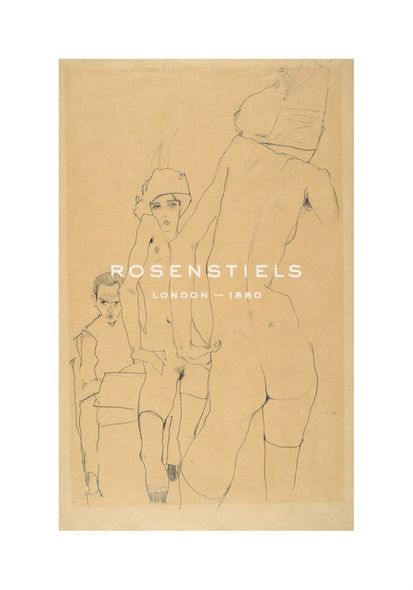 Egon Schiele Hand Numbered Limited Edition Print on Paper :"Schiele, Drawing a Nude Model before a Mirror, 1910"