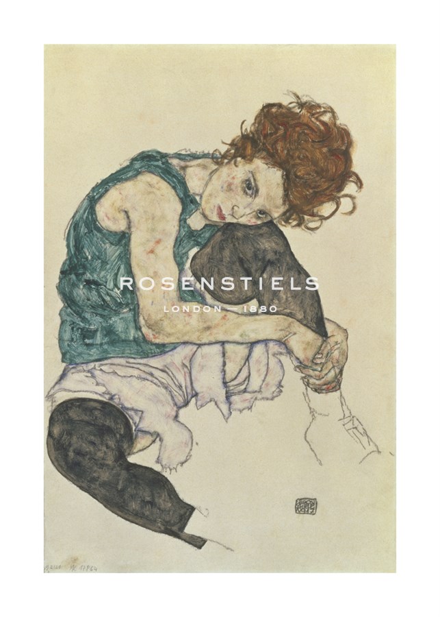 Egon Schiele Hand Numbered Limited Edition Print on Paper :"Seated Woman With Bent Knee"