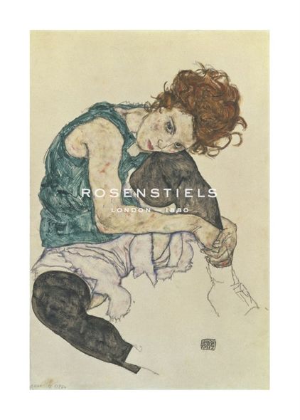 Egon Schiele Hand Numbered Limited Edition Print on Paper :"Seated Woman With Bent Knee"