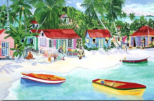 Eileen Seitz Artist Signed Limited Edition Lithograph on Paper:"Cool Bananas Bay"