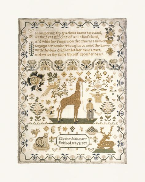 Elizabeth Mastern Hand Numbered Limited Edition Print on Paper :"Sampler with Giraffe"