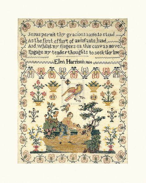 Ellen Harrison Hand Numbered Limited Edition Print on Paper :"Sampler with Child and Dog"