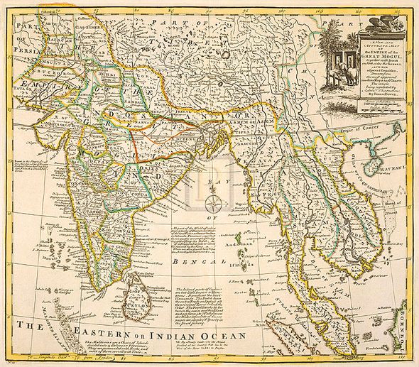 Emanuel Bowen Hand Numbered Limited Edition Print on Paper :"The Empire of the Great Mogul, 1747"