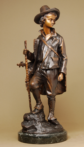 Emile Victor Blavier Handcrafted Solid Bronze Sculpture:"The Happy Wanderer" Emile Victor Blavier Handcrafted Solid Bronze Sculpture:"The Happy Wanderer"