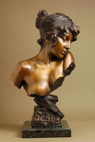 Emmanuele Villanis Handcrafted Solid Bronze Sculpture:"Sapho"