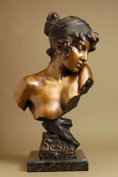 Emmanuele Villanis Handcrafted Solid Bronze Sculpture:"Sapho"