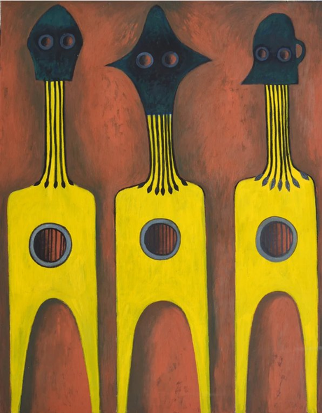 Ephrem Kouakou Acrylic on Canvas:"Three Figures"
