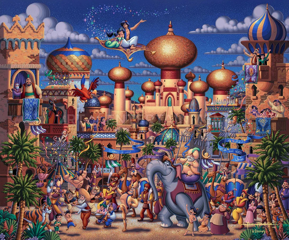 Eric Dowdle Artist Signed Limited Edition Giclee Print:"Aladdin Celebration in Agrabah"
