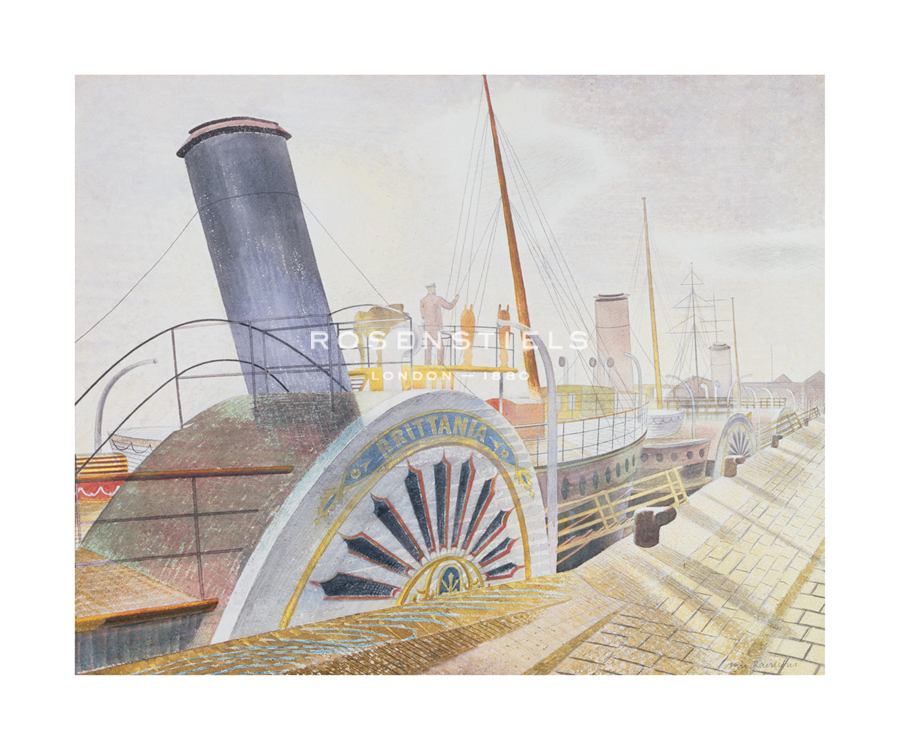 Eric Ravilious Hand Numbered Limited Edition Print on Paper :"Paddle Steamers, Bristol Quay"