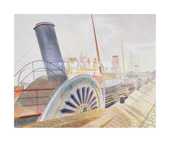 Eric Ravilious Hand Numbered Limited Edition Print on Paper :"Paddle Steamers, Bristol Quay"