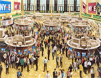 Erik Freyman Limited Edition Lithograph on Paper:"Stock Exchange 2" Erik Freyman Limited Edition Lithograph on Paper:"Stock Exchange 2"