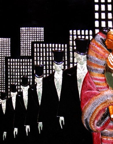 Ert&eacute; Limited Edition Bronze Wall Sculpture:"Top Hats"