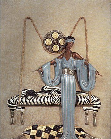 Ert&eacute; Limited Edition Patina Bronze Wall Sculpture:"Pillow Swing"