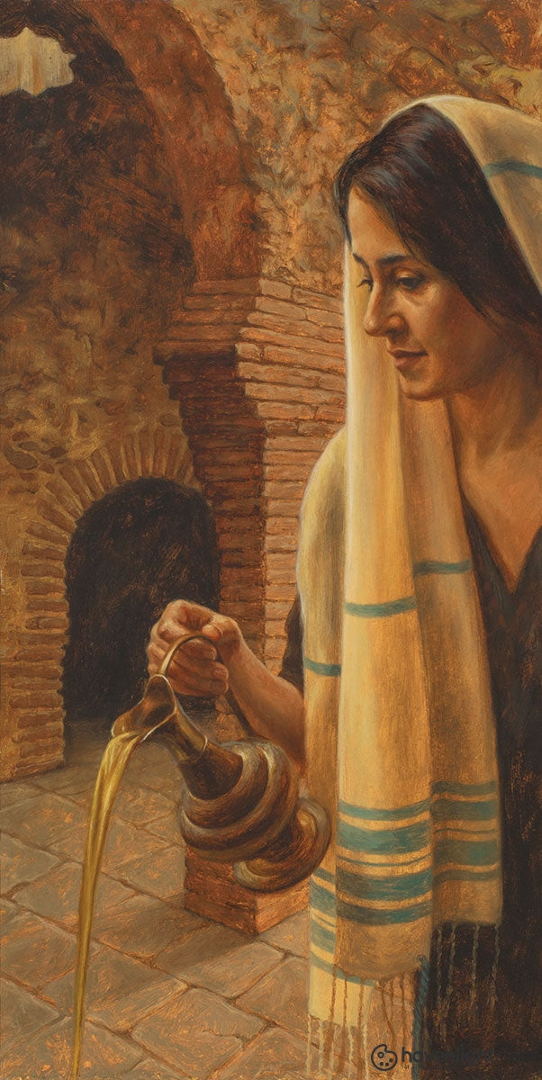 Esther Hiâ€™ilani Candari Fine Art Canvas Giclee: "With Oil I Anoint Thee"