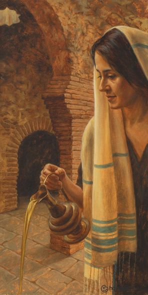 Esther Hiâ€™ilani Candari Fine Art Canvas Giclee: "With Oil I Anoint Thee"