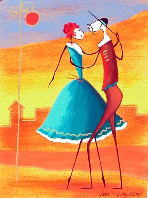 Esther Myatlov Hand Signed and Numbered Limited Edition Serigraph on Wood: " Andalusian Nights "