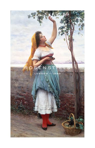 Eugene de Blaas Hand Numbered Limited Edition Print on Paper :"Picking Grapes"