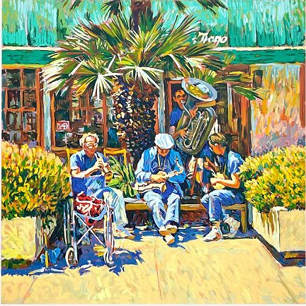 Eugene Kaspin Hand Signed Limited Edition Serigraph:"The Afternoon Jazz"