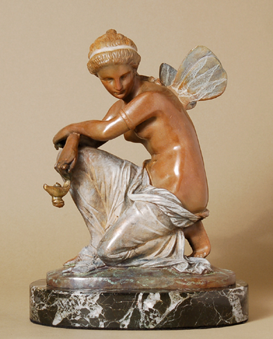 Eugene Laurent Handcrafted Solid Bronze Sculpture:"Psyche with Oil Lamp" Eugene Laurent Handcrafted Solid Bronze Sculpture:"Psyche with Oil Lamp"